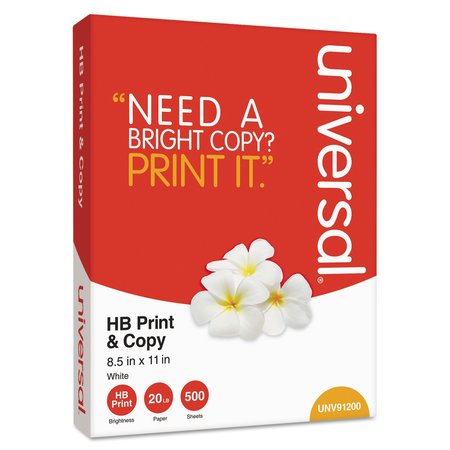 UNIVERSAL Multipurpose Paper, 96 Bright, 20 lb Bond Weight, 8.5 x 11, White, PK500, 500PK UNV91200RM